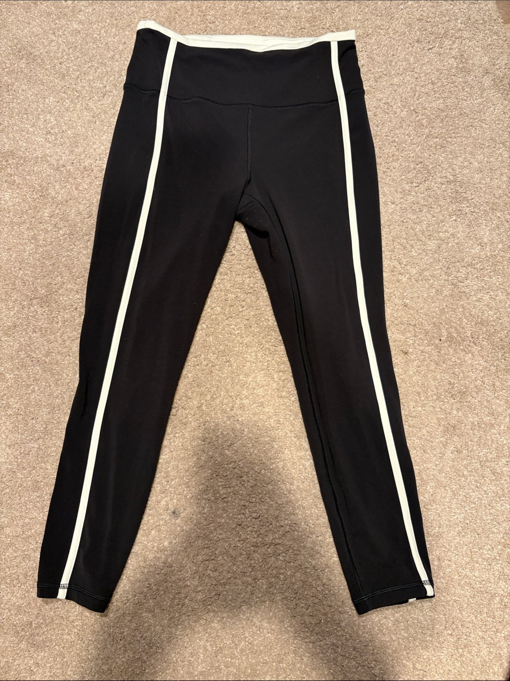 Athleta Black Leggings with Side Stripes